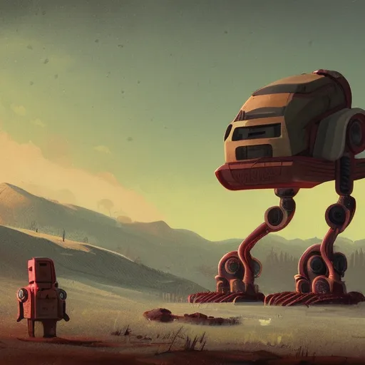 Bipedal robots on a foreign planet.