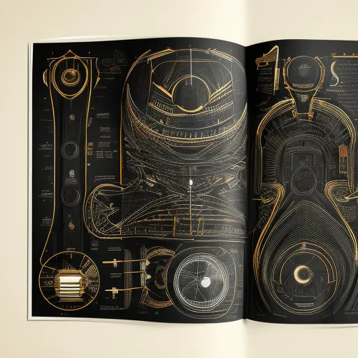 Pages from a book, demonstrating a futuristic engine design.